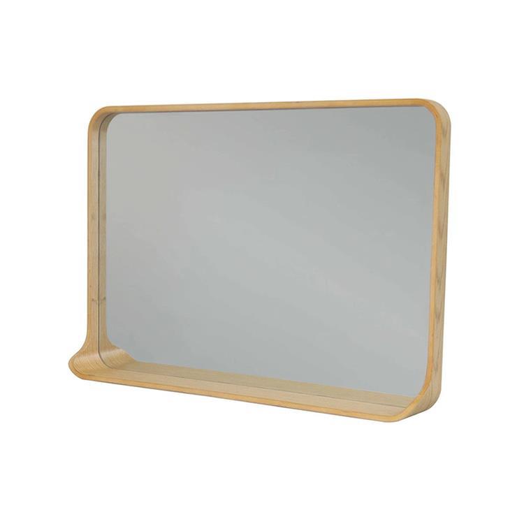【WEB限定】 棚付き ウッド ウォールミラー　76cm×50cm　ナチュラル