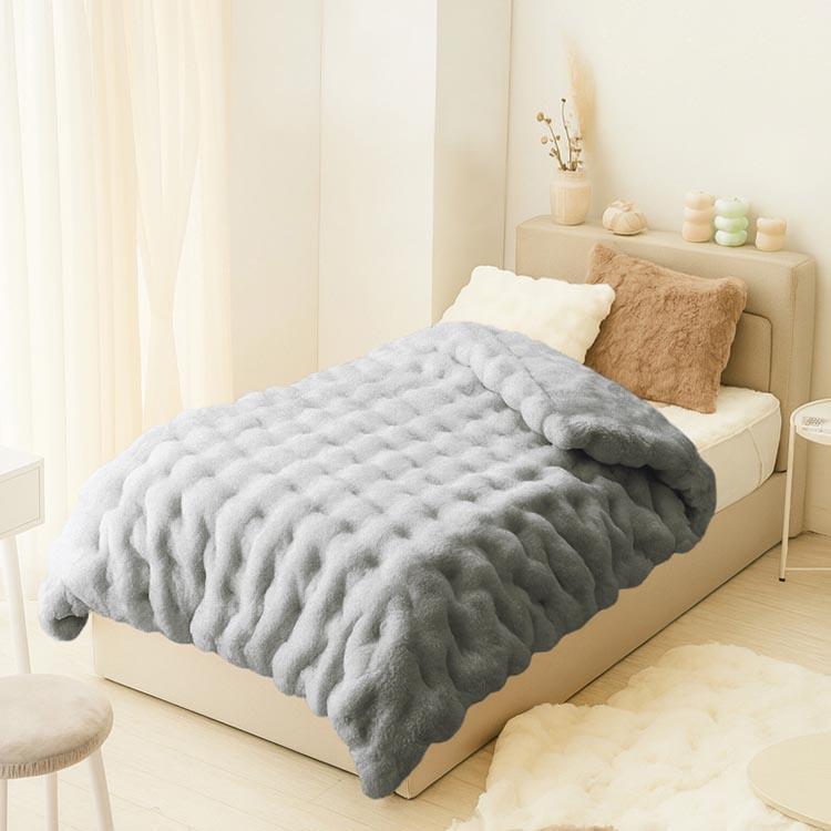 【WEB限定】 ASHEL ふわもこラビット プレミアム 毛布 クイーン グレー
