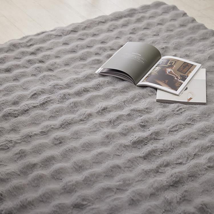 【WEB限定】 ASHEL ふわもこラビット プレミアム ラグ 190×190 グレー