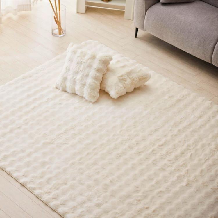 【WEB限定】 ASHEL ふわもこラビット プレミアム ラグ 190×240 アイボリー